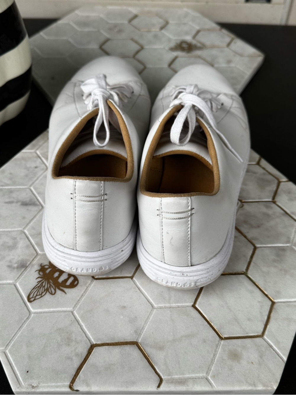 Cole Haan White Leather Lace-Up Sneakers - Picture 2 of 6